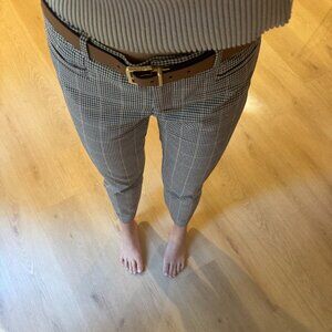 Banana Republic Size 4 Sloan beige and brown houndstooth patterned trousers